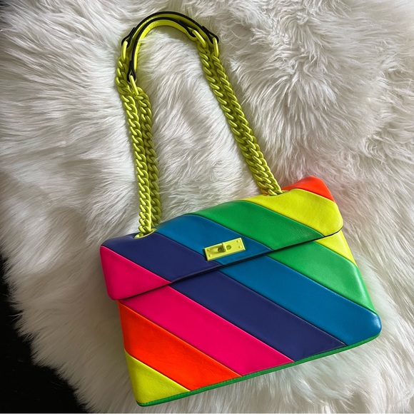 Kurt Geiger Handbags - KURT GEIGER The Brixton Leather Bag Handbag Purse Rainbow Multi